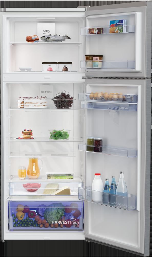 Réfrigérateur BEKO 560 lt NoFrost/Distrib d'eau/affich/ ProSmart InverterTM/Silver